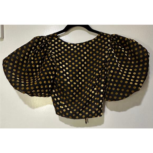 Rhode Resort Lana Top Size 0 XS NWT Dot Jacquard Print Puff Sleeves Tie Keyhole - Picture 9 of 13